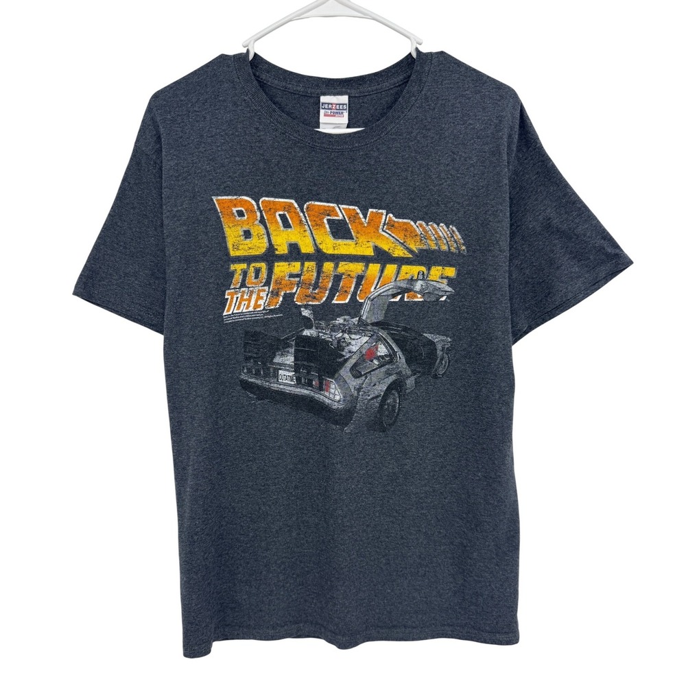 Jerzees Back to the Future DeLorean Graphic T-Shirt‎ Mens Medium Heather Grey